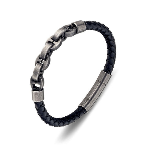 Men's Blaze Stainless Steel Antique Detail Bangle