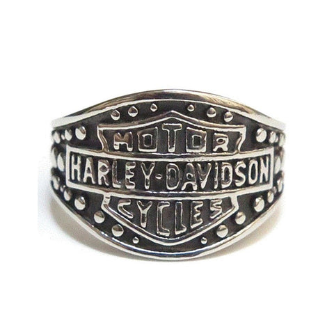 Men's Stainless Silver Band Motor Cycle Ring