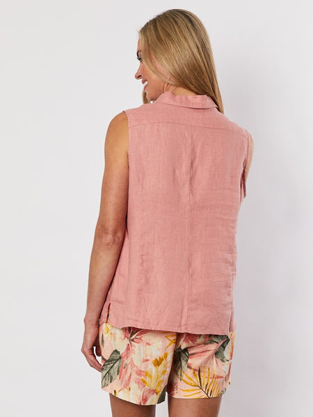 Top Sleeveless Button Shirt - Rose