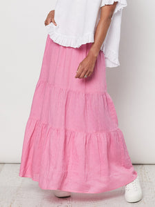 Pink Tiered Linen Skirt Threadz Gordon Smith Valuezy Aust