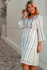 DEV0059 Dress white embroidered beads BOHO Isabella Valuezy Australia