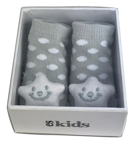Baby Socks with Rattles 0-6m Grey