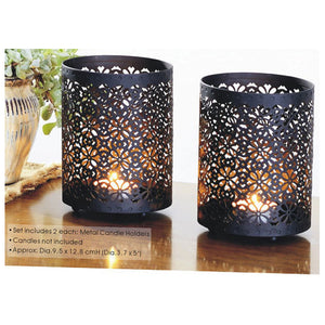 Candle holder - Metal patterned (Set of 2)