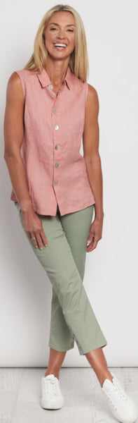 Top Sleeveless Button Shirt - Rose