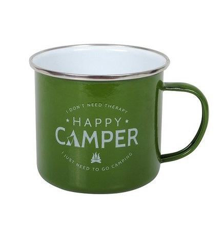 Enamel Mug Happy Camper Green Reusable Valuezy Australia