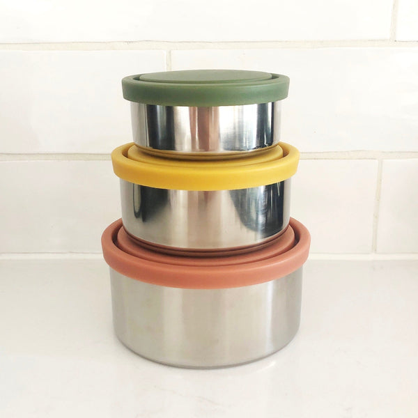 Ever Eco Stainless Steel Round Stacking Containers - Autumn Set of 3