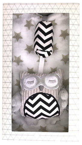Baby Chime Toy + Muslin Wrap Gift Box - Grey Valuezy